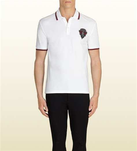 gucci polo shirts white|Gucci polo top.